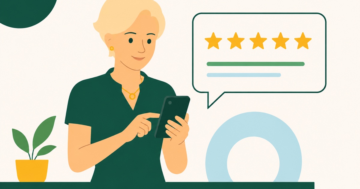 Proprietária responde a uma avaliação de cliente pelo celular