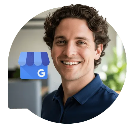Especialista ao lado do símbolo do Perfil da Empresa no Google